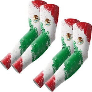 Mangas de compresión deportivas para hombre con estampado de la bandera mexicana, protección UPF50+, poliéster, longitud completa - Product Image 1