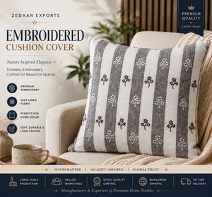 Embroidered Natural Linen Cushion Cover for Decor Pillow Case Home <b>Sofa</b> <b>Bed</b> Uses Classic Cushions Manufacturer Supplier - Product Image 2