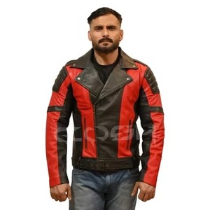 Chaqueta de Cuero Unisex Personalizada OEM, Negra y Roja, para Motociclistas, Fabricante - Product Image 5