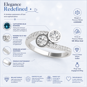 Bague solitaire de luxe sertie de diamants en or blanc |   Bague de fiançailles élégante pour femme, bijoux fins, cadeau pour elle - Product Image 5