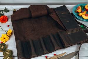 Étui de transport pour couteaux de chef en cuir véritable fait main, anti-odeur, protection robuste pour la cuisine et les voyages - Product Image 3