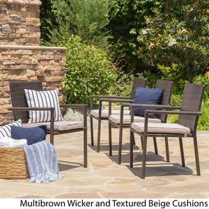 Chaise de salle à manger multi-marron SAN PICO avec coussin 1PC pour meubles de patio - Product Image 5