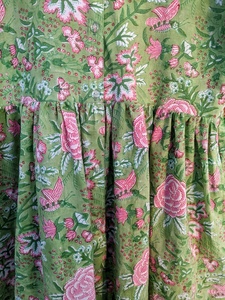 ชุดเดรสพิมพ์ลายด้วยมือ ชุดเดรสฤดูร้อน ชุดเดรสผ้าฝ้ายอินเดีย คอวี แขนยาว ลายดอกไม้ ชุดเดรสยาวแม็กซี่สำหรับผู้หญิง - Product Image 3