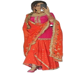 Traje Salwar Lehenga de Seda Georgette con Bordado Pesado de Lentejuelas de 5mm para Mujer, Ropa Étnica India para Bodas/Festivales - Product Image 1