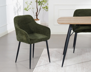 Silla de Comedor Moderna Tapizada en Tela Verde Oscuro con Patas de Metal Negro Arena, Tela Mirea para Restaurante, Hotel, Comedor - Product Image 5