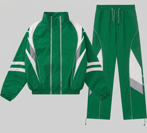 <b>Men</b>’s Color Block <b>Track</b> <b>Jacket</b> Pants Set Sporty Zipper Closure Breathable Polyester Training Outfit Autumn Outdoor Sportswear - Product Image 2
