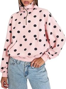 Sudadera con capucha informal de manga larga para mujer, 100% algodón, forro polar, con media cremallera, oversize, con bolsillos delanteros, logo, de secado rápido - Product Image 4