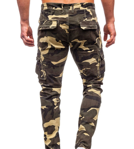 Wholesale Custom Men's Cargo Pants Long Joggers Large Side Pockets Canvas Lightweight Eco-Friendly Mid Waist Light Wash Straight - Product Image 6