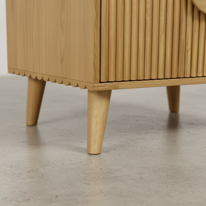 Table basse moderne et durable avec 2 tiroirs, en bois d'hévéa, MDF, placage de chêne, poignée en bois, mobilier de maison, garantie 1 an - Product Image 6