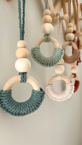 Custom Handmade <b>Wooden</b> Bead Pearl Tassel Modern Wall Hanging Decoration Diwali Ramadan Birthday Removable Eco-Friendly Home - Product Image 3