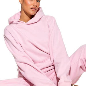 Vente en gros de sweat à capuche femme personnalisé pull uni rose clair sweat polaire haut à capuche surdimensionné parfait pour un usage quotidien en hiver - Product Image 4