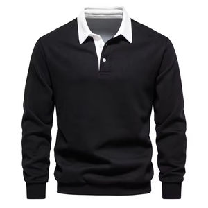 Top Quality Long Sleeve <b>Navy</b> <b>Blue</b> And All Colours <b>Polo</b> <b>Shirt</b> Solid Color Knitted Cotton Fabric <b>Polo</b> T <b>Shirt</b> For Man - Product Image 6