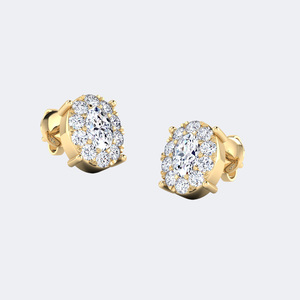 Pendientes ovalados con forma de halo y circonitas, estilo diamante, joyería elegante, accesorio de moda, uso diario, regalo para mujer - Product Image 4