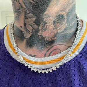 Collar de cadena de eslabones de plata de ley con moissanita talla corazón, estilo tenis, con incrustaciones de diamantes, joyería Hip Hop Bling, regalo para mujer - Product Image 2