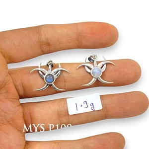 Artista hecho a mano Luna diseño 925 plata esterlina colgante con piedras preciosas joyería fina - Product Image 2