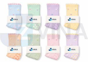 <b>Custom</b> Anti-slip <b>Grip</b> Crew Pilates Yoga <b>Socks</b> Women Girls Cotton Cute Heart Jacquard Design Ruffle Indoor Outdoor - Product Image 5