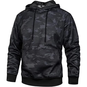 Sweat-shirts à capuche camouflage noir OEM pour hommes, vêtements de sport, sweat-shirt à capuche avec cordon de serrage réglable et poche kangourou, streetwear d'hiver - Product Image 1