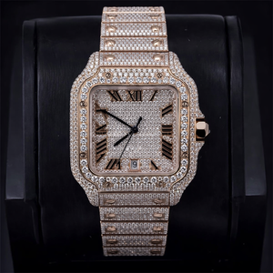 Reloj de Acero Inoxidable con Movimiento de Cuarzo y Diamantes Moissanite, el Más Demandado, de Lujo, Estilo Antiguo, para Negocios, Fiestas, Bodas, con Cristal - Product Image 1