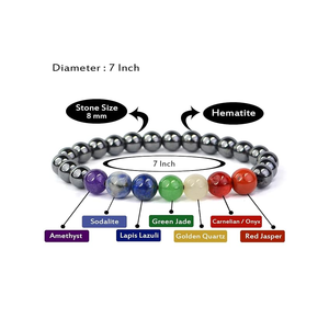 Pulsera de Hematita de Alta Calidad con Cuentas de los Siete Chakras, Regalo Romántico, Joyería con Dijes de Moda para Hombres y Mujeres, Meditación Energética - Product Image 4