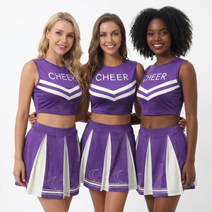 Ensemble d'uniformes de pom-pom girl pour filles, haut court à paillettes et strass violet et jupe plissée, logo personnalisé, costume d'Halloween pour femmes adultes - Product Image 5