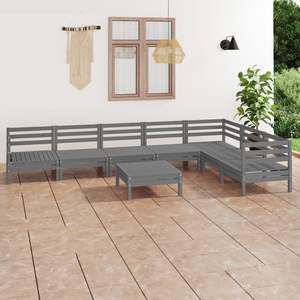Conjunto Modular de Muebles de Jardín de Madera de Pino Sólido Gris, Conjuntos de Jardín Modulares de Primera Calidad - Product Image 1