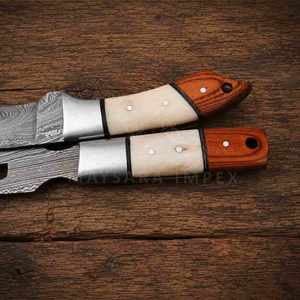 Cuchillo de Caza de Acero de Damasco Forjado a Mano con Mango de Hueso y Palisandro, Cuchillos de Cocina y Camping Hechos a Mano Personalizados - Product Image 5