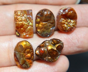 Natural Mexican Fire Agate Smooth Cabochon Druzy Mix Shape Stone for Jewelry - Product Image 2