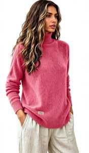 Suéter de Cuello Alto de Mohair Grueso para Hombre, Color Rosa Sólido, de Oneten Apparels - Product Image 1