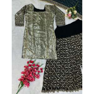 Belle fête porter haut Plazzo Dupatta ensemble avec broderie pour femmes - Product Image 5