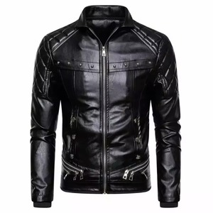 Veste en cuir véritable pour homme, nouvelle collection automne-hiver, haute qualité, coupe ajustée, fermeture éclair, couleur unie, design simple, imperméable - Product Image 6