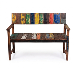 Handcrafted Reclaimed Wood <b>Bench</b> Unique Multi Color Vintage Style Perfect Modern Farmhouse Outdoor <b>Dining</b> Room Eco Friendly - Product Image 4