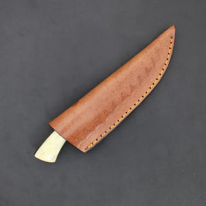 Premium Quality Damascus Steel Camel <b>Bone</b> Skinner <b>Knife</b> with Comfortable <b>Handle</b> Grip Full Tang Leather Sheath OEM Customizable - Product Image 4