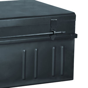 Factory <b>Chest</b> Stackable <b>Storage</b> Box Set Rectangular Hinged Lid Industrial Style Black for Garage Use Trunks - Product Image 2