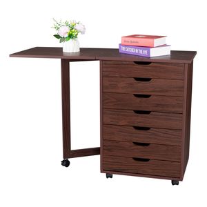 Armadietto Portadocumenti in Legno MDF e PVC Marrone Scuro con Sette Cassetti - Product Image 5