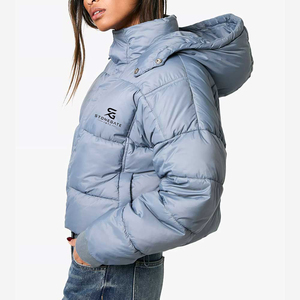 <b>Womens</b> <b>Winter</b> Puffer Jacket Warm <b>Padding</b> Hooded Fashion Outdoor Windproof Solid Color Lightweight New Quality Custom Logo <b>Coat</b> - Product Image 2