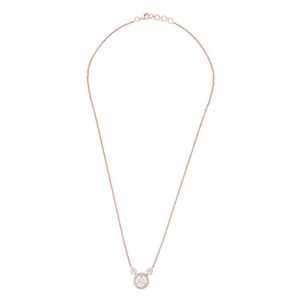 Collier pendentif de luxe en or rose 14 carats avec triple halo de diamants marquise, chaîne fine, bijoux délicats pour femme, cadeau d'anniversaire ou de mariage - Product Image 1