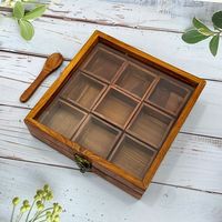 Traditional Wooden Masala Dabba For Indian Kitchen Spice Storage With Elegant Design And Daily Use