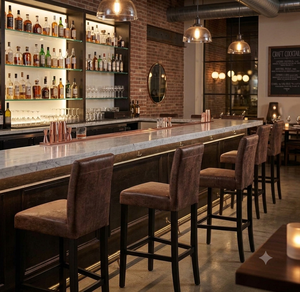 Modern Luxury Leather Bar <b>Stool</b> Wooden Frame <b>Padded</b> Counter <b>Stool</b> Office Furniture Dining Room Furniture And Home use - Product Image 1