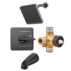 Juego de grifería monomando para bañera y ducha con cabezal de ducha tipo lluvia de 6 pulgadas y caño de bañera completo - Product Image 1