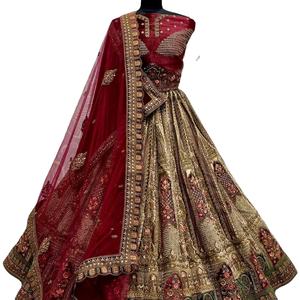 Nuevo diseño nupcial Lehenga Choli colección Multi-hilo diamante trabajo estampado Floral bordado Patchwork terciopelo Dori trabajo - Product Image 1