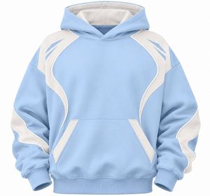 <b>Men's</b> Green <b>White</b> Color Blocking Hooded <b>Sweatshirt</b> Oversized Casual French Terry Pullover Hoodie Regular Fit Autumn Style - Product Image 2