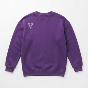 เสื้อสเวตเชิ้ตคอกลมสีม่วงสำหรับผู้ชาย ทรงปกติ ปักโลโก้ สีพื้น เสื้อสวมหัวลำลอง ผ้าฟลีซ ใส่ได้ในฤดูใบไม้ร่วง - Product Image 1