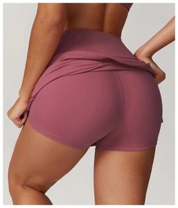 Women's High Waist Solid Color Sporty Tennis <b>Skirt</b> With Pocket A-Line <b>Mini</b> Design Breathable Spandex Polyester Fabric - Product Image 3