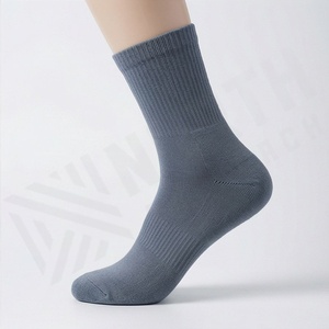 Crew Socks Solid Color 100% Cotton Breathable Knitted Regular Style for Adults Daily Wear Spring Season - Product Image 3