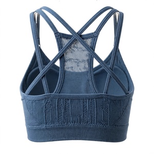 Sujetador deportivo sin costuras para mujer, copa completa, color personalizado, espalda cruzada, sin aros, transpirable, elástico en cuatro direcciones - Product Image 6