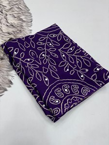 Mirror Luxe Party Wear <b>Saree</b> Pure Satin Silk Printed Mirror Work <b>Saree</b> with Rich Pallu & Designer Mirror Lace Border - Product Image 4
