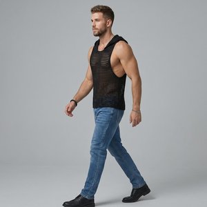 Chaleco de malla sin mangas para hombre, ligero, transpirable, de secado rápido, para verano, playa, gimnasio, con logo personalizado - Product Image 2