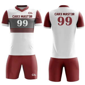 ชุดเสื้อฟุตบอล CARE MASTER สีขาวแดง คอวี แขนสั้น ผ้าโพลีเอสเตอร์ ระบายอากาศได้ดี สำหรับผู้ใหญ่ ทุกเพศ ทุกฤดูกาล - Product Image 1