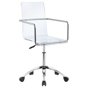 Clear and Chrome Acrylic Office <b>Chair</b> with Casters Modern Executive <b>Chair</b> for Comfort and <b>Mobility</b> - Product Image 2
