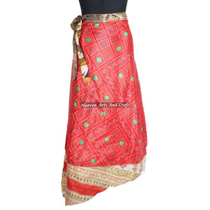 New Silk Sari <b>Magic</b> Long Wrap Skirt Sarong Pareo Reversible Sari Recycle Silk <b>Beach</b> Party Wear Wrap Around Skirt Indian Latest - Product Image 1